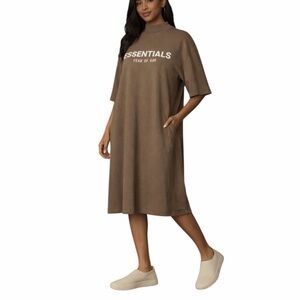 Essentials Fear of God Oversized T-Shirt Dress Wood Taupe Size Medium Streetwear